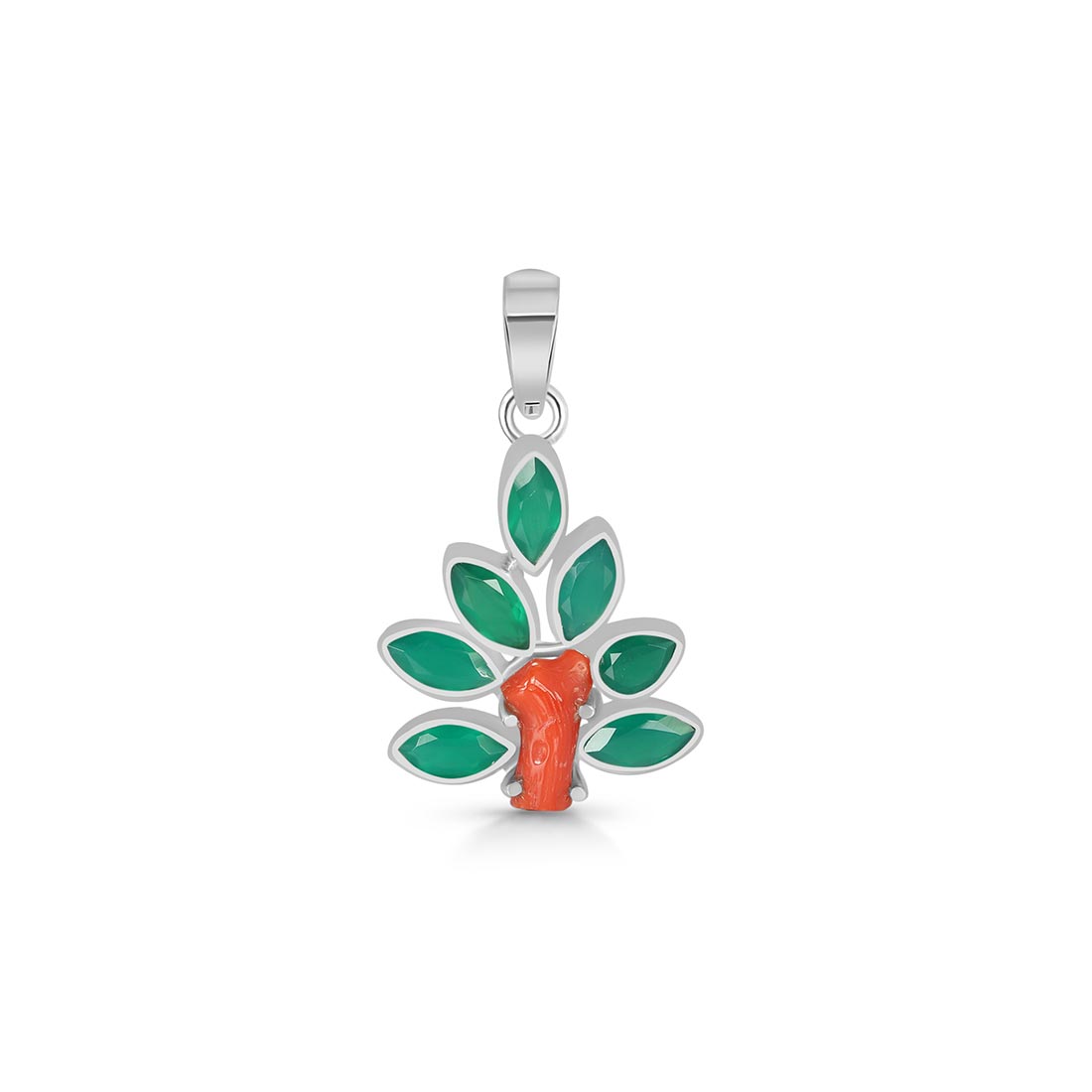 Red Coral / Green Onyx Pendant-(COR-P-86)